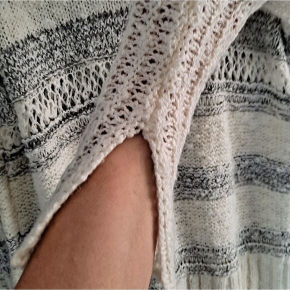 Storia Loose Knit Sweater Gray White Striped Small - Picture 4 of 10